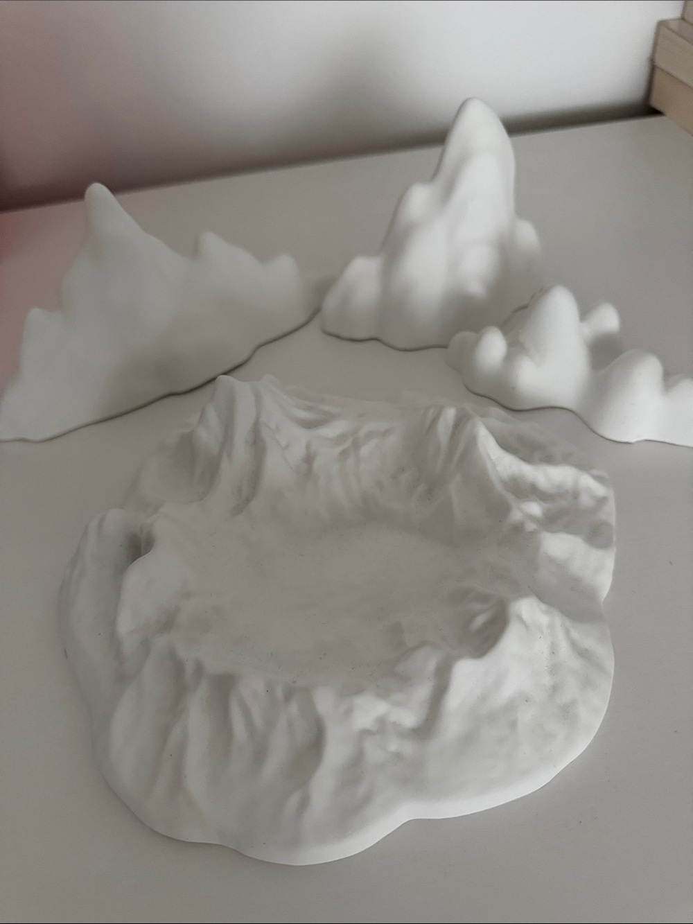 White Ceramic Mountain Accent Watch/ Jewelry Display Tray -
